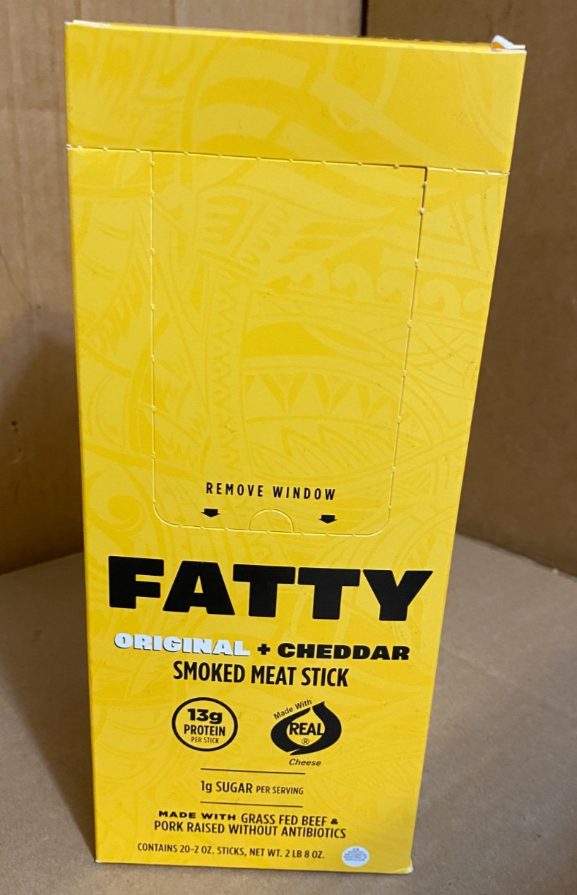 FATTY Meat Sticks, 13g Protein Per Stick, Original Cheddar, 2 oz. (Pack of 20)
