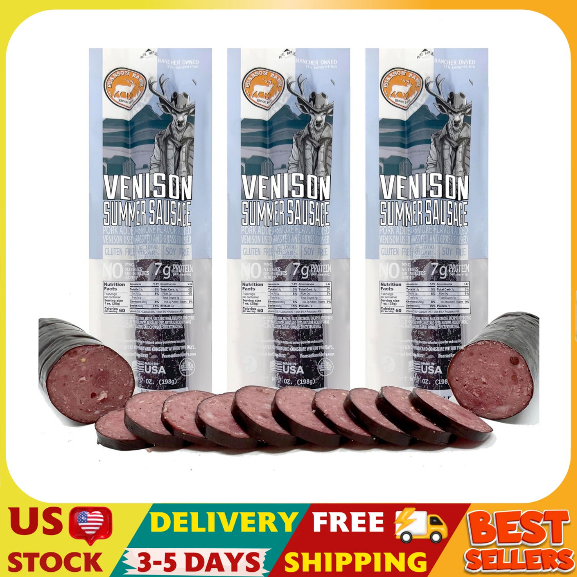 Deer Sausage – Exotic Meat, Gluten-Free, MSG-Free, Low Carb, Low Sugar, No Adde