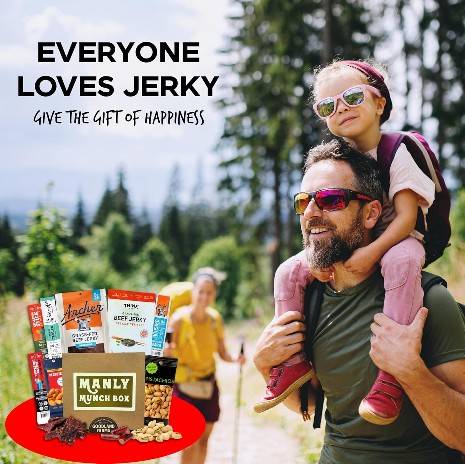 Manly Munch Box Jerky Gift Box – High Protein Beef & Turkey Jerky Variety Pack,
