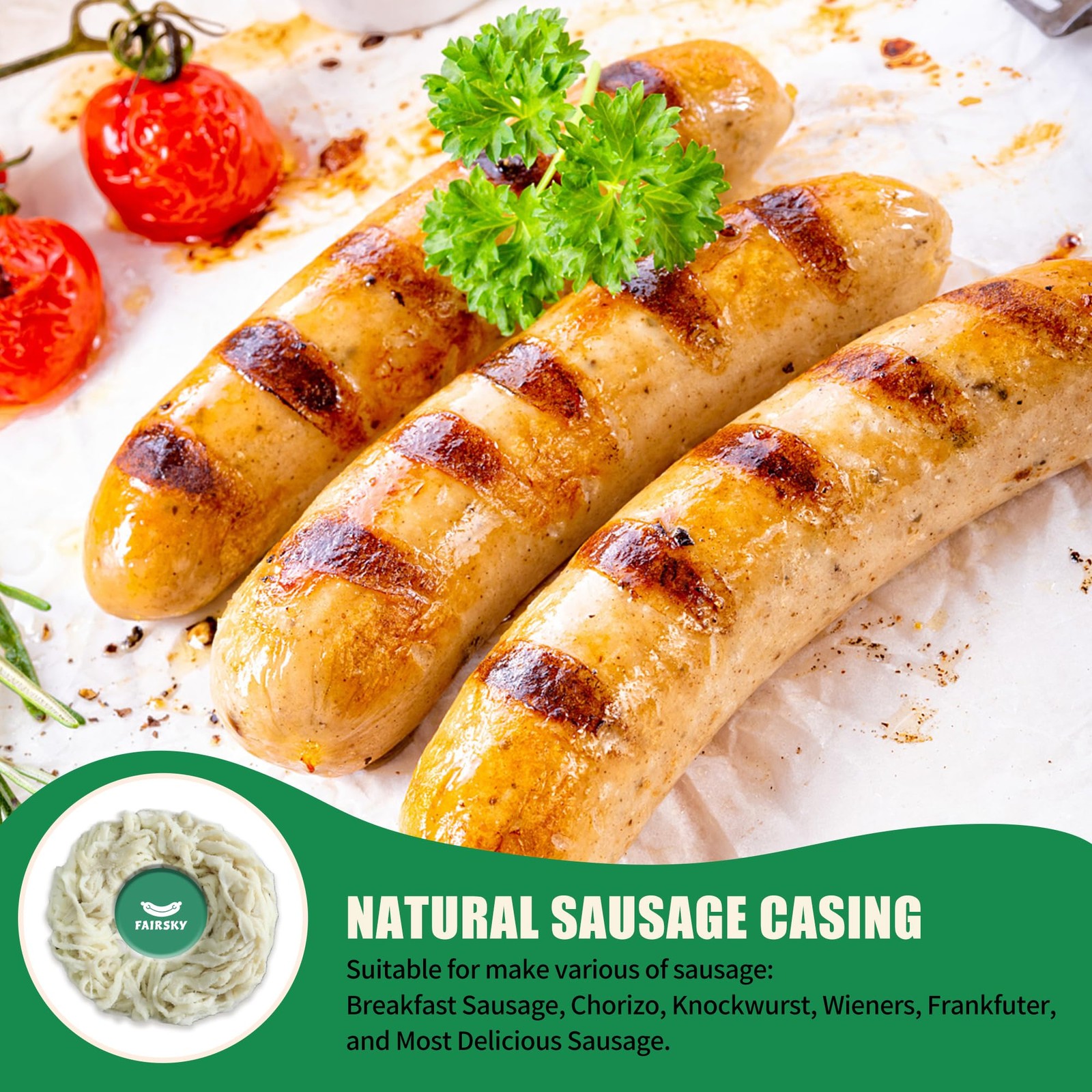 3638mm Natural Hog Sausage Casing Grade A PreTubed Italian 10m 32ft
