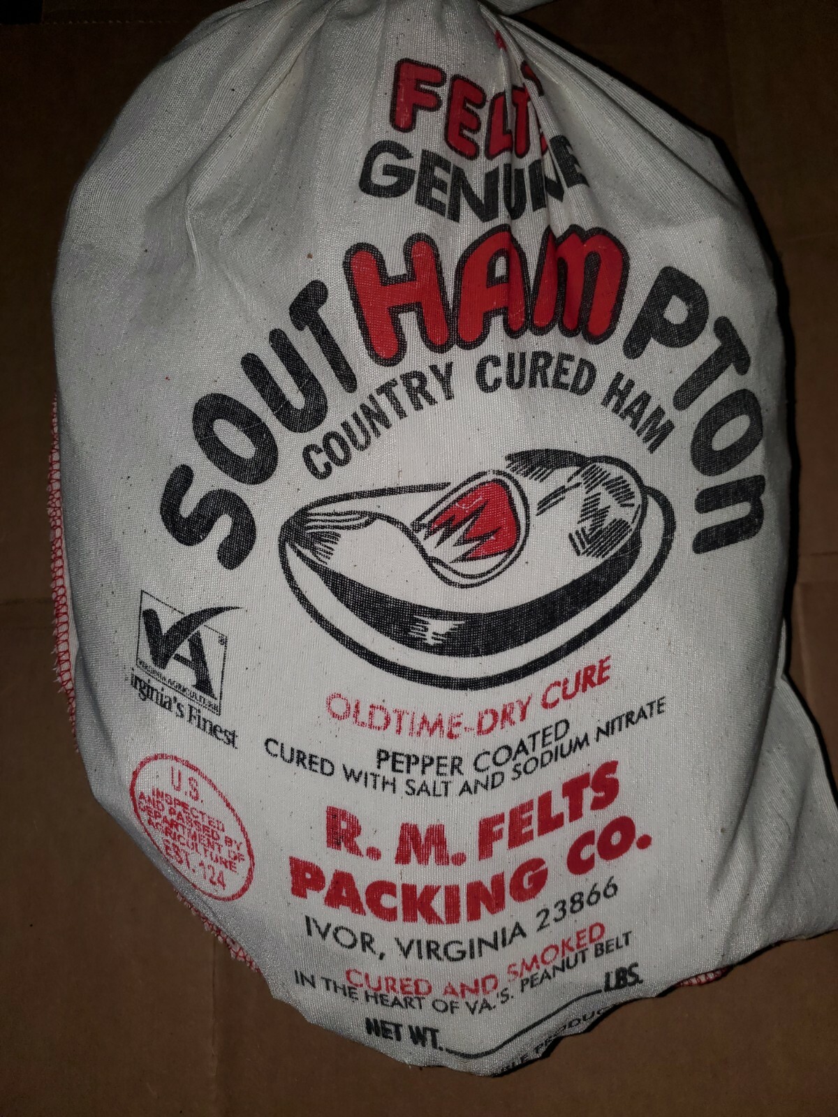 Pork Sout Ham Pton Country Cured Ham Felt’s Genuine 12 lb and up