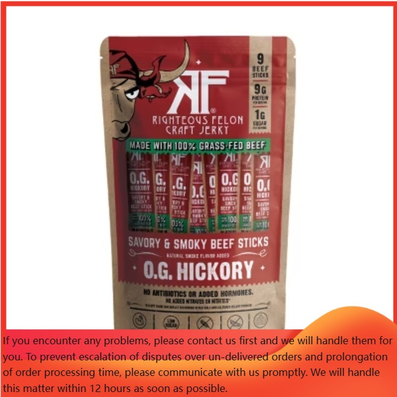 Righteous Felon Craft Jerky OG Hickory Protein Snack Beef Stick – 1oz/9ct