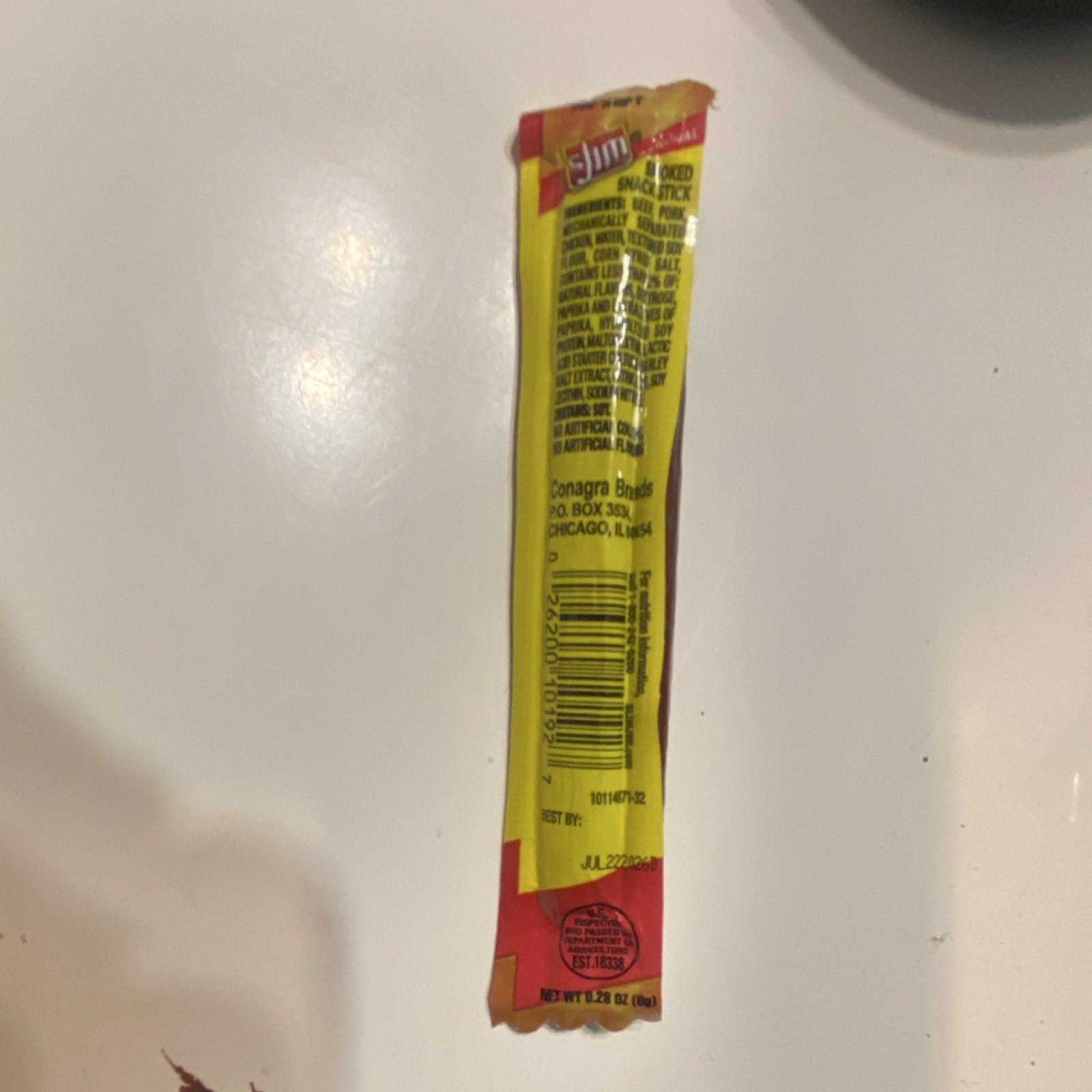 Slim Jim Original Smoked Snack Stick Beef 0.28 oz No Artificial Flavors Colors