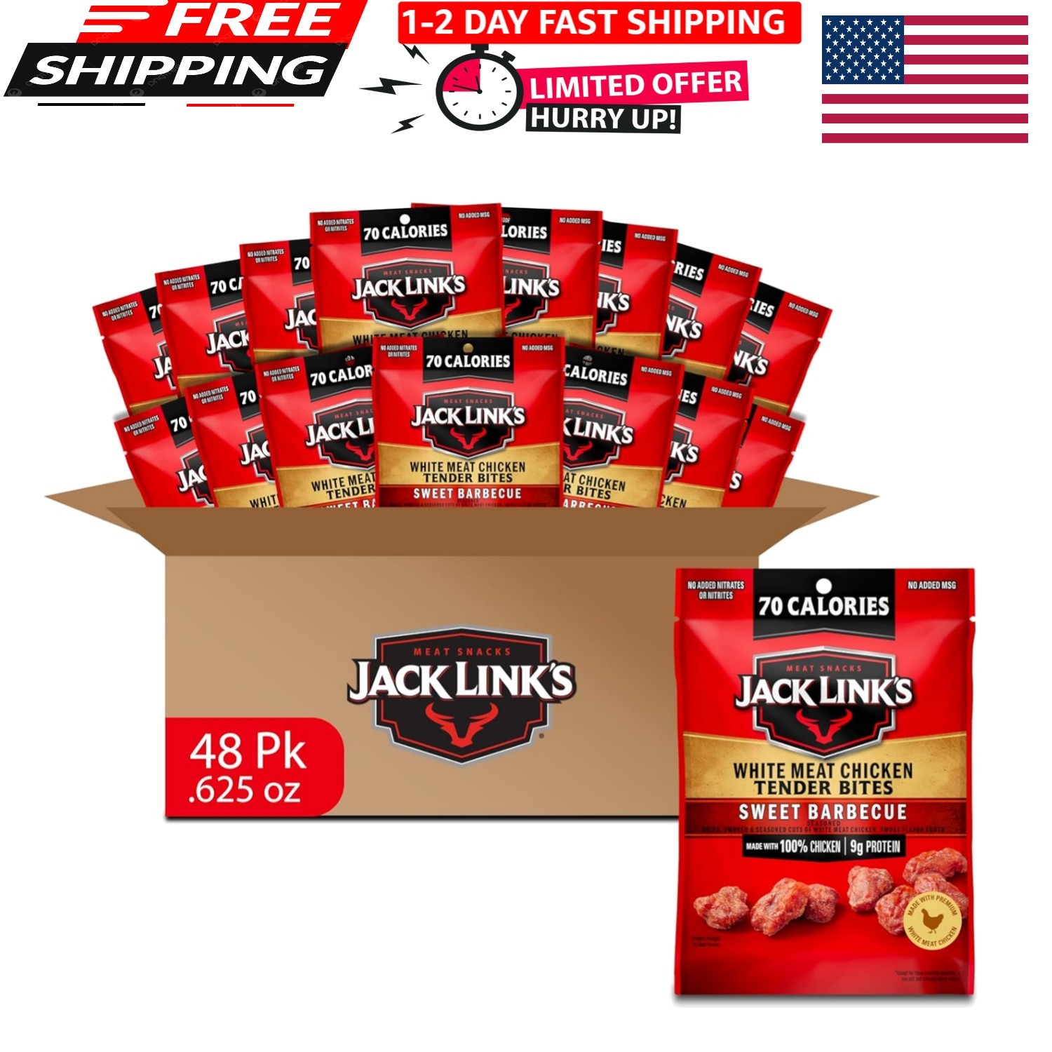 Chicken Tender Bites, Sweet BBQ, Bulk Pack – Flavorful Meat Snack for School, 9G