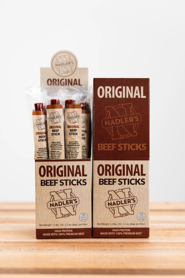Nadler’s Original Beef Sticks 16 Pack 1.2oz Premium Meat Snack High Protein