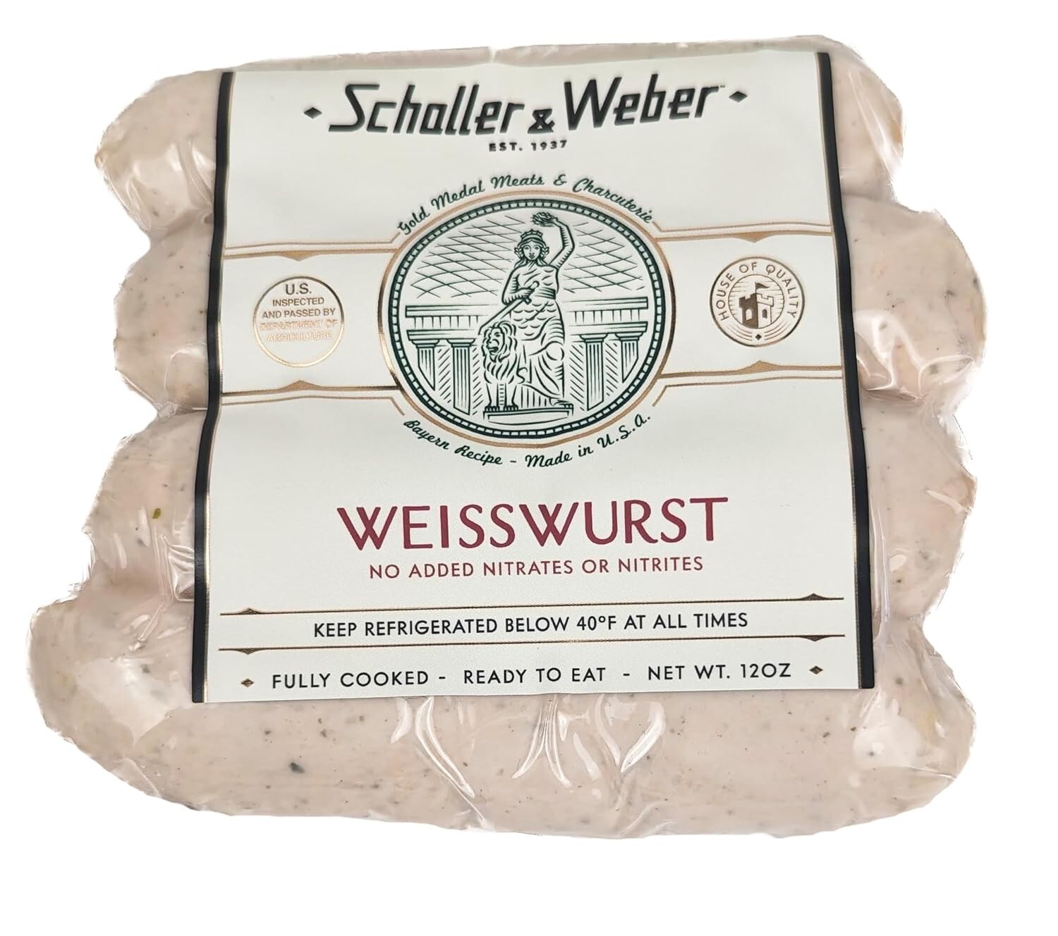 Schaller and Weber Weisswurst (Bockwurst) 12 oz (Pack of 3)