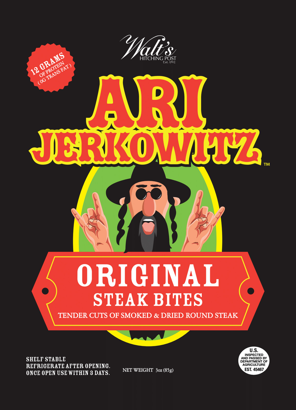 Ari Jerkowitz Original Steak Bites Tender Cuts Smoked & Dried Round Steak 3 oz