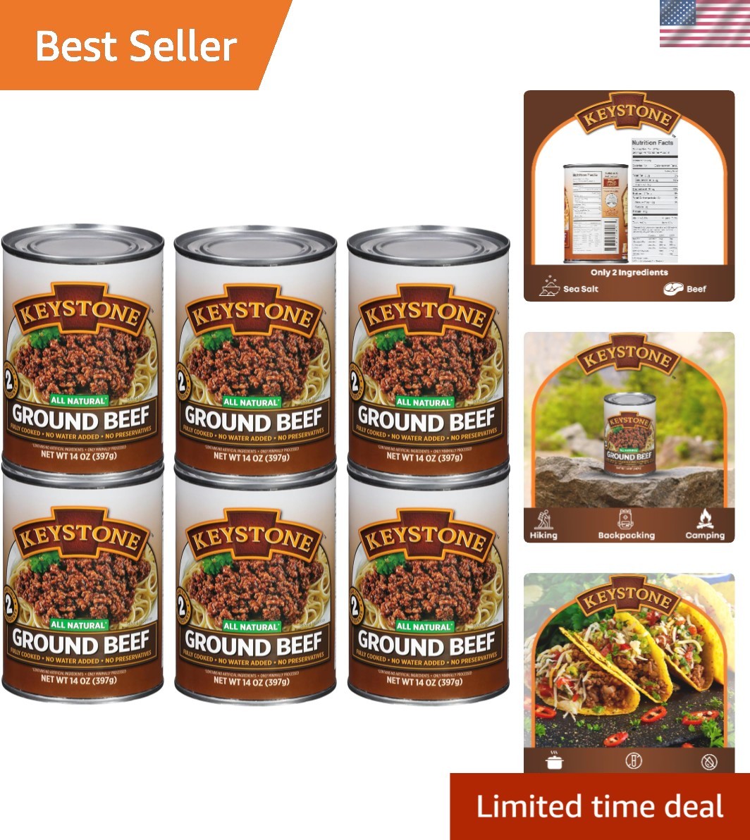 Meats All Natural Heat & Serve Ground Beef 14 Oz Fully Cooked Canned Meat 5- …