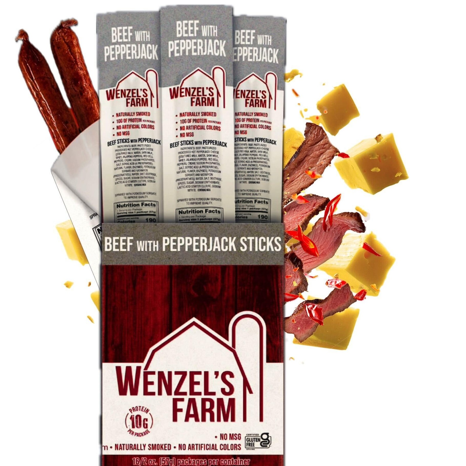 Wenzel’s Farm Beef with Pepperjack Sticks │Snack Sticks │ Flavorful, Naturall…