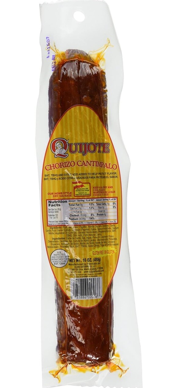 Quijote Spanish Chorizo Tipo Cantimpalo 16 Oz (6 Pack)