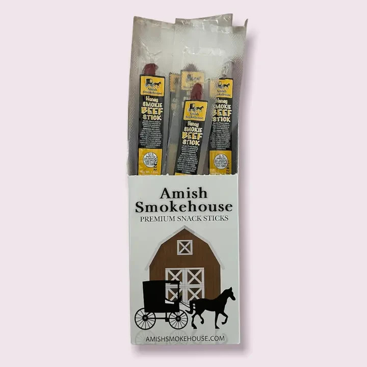 Amish Smokehouse Beef Smokie’s, Honey, 21 Ct Individually Wrapped