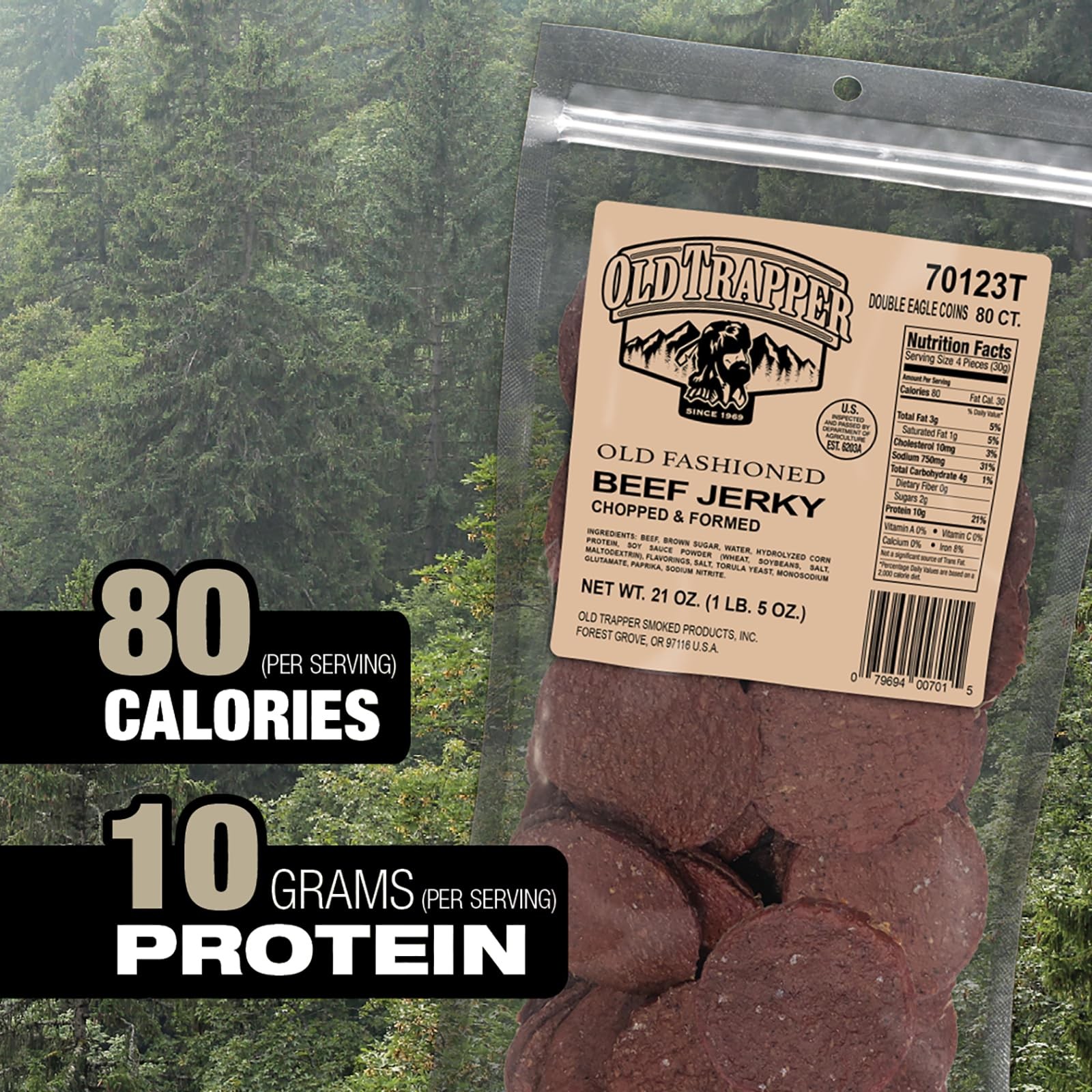 Old Trapper Double Eagle Beef Jerky, OldFashioned Flavor, 21 Ounce Package, D…