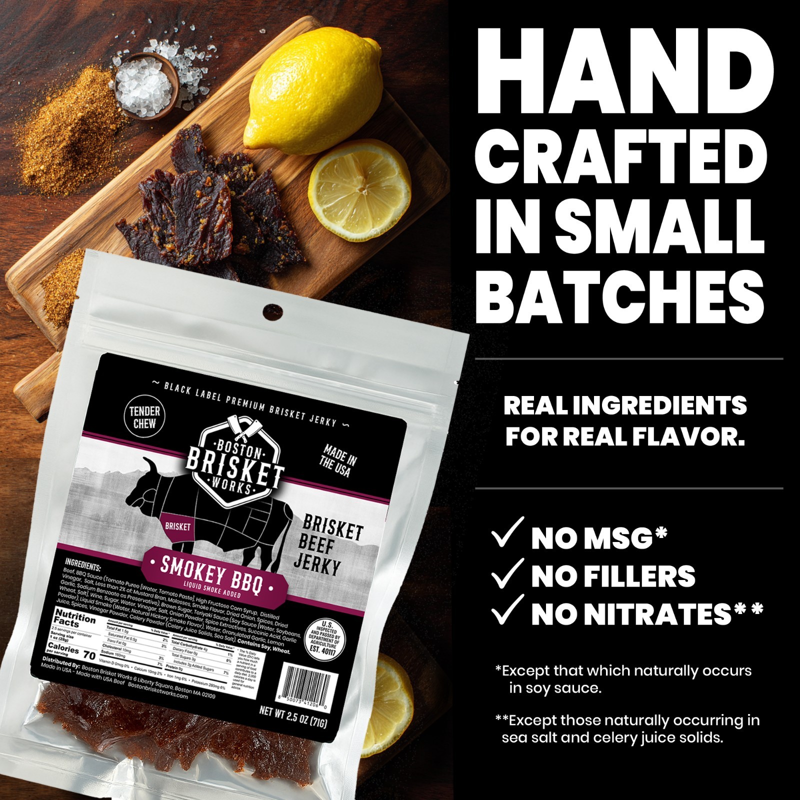 BEEF BRISKET JERKY – BBQ Flavor – USA Beef – Fast Shipping