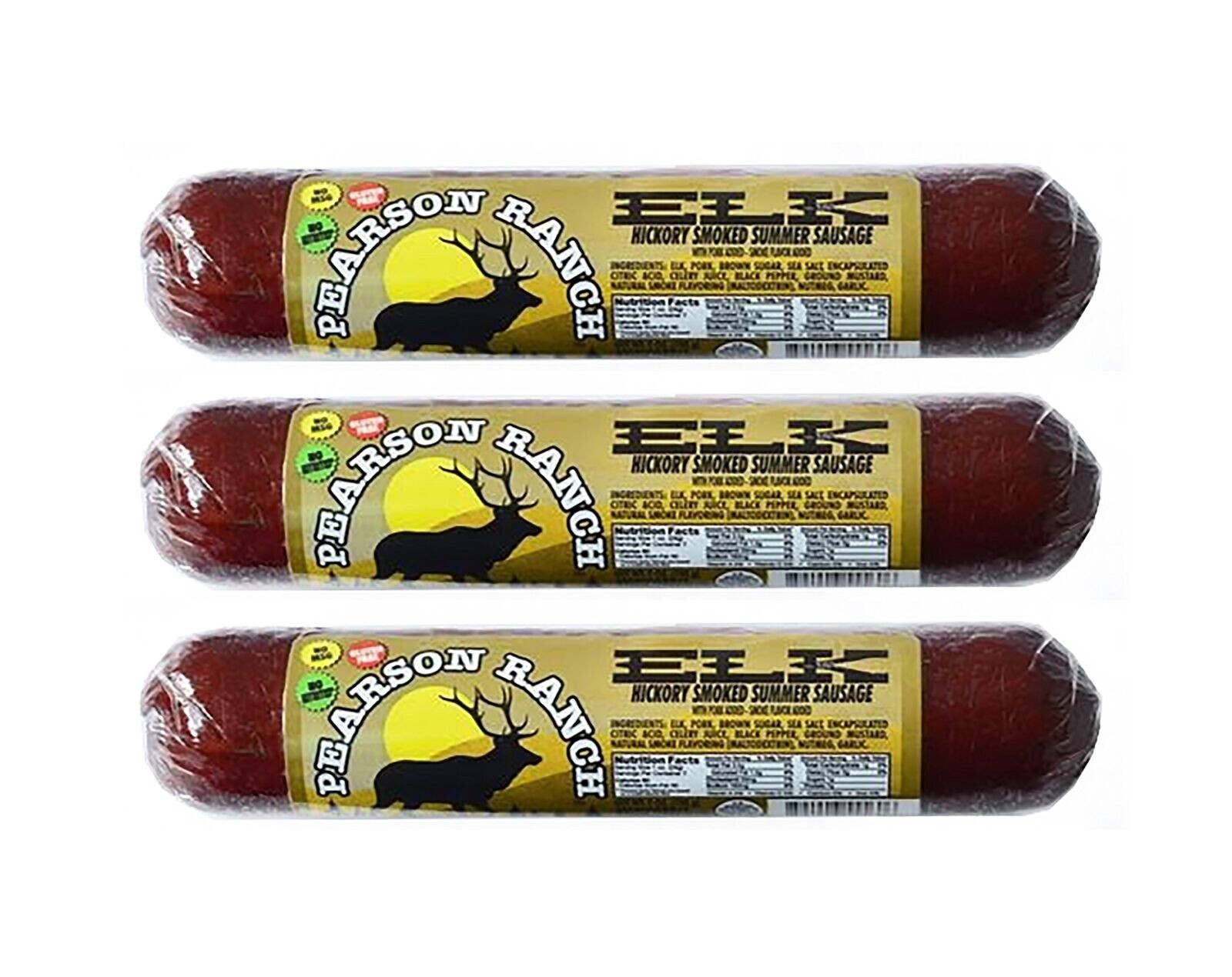 Pearson Ranch Hickory Smoked Wild Game Elk Summer Sausage 7oz- Pack of 3
