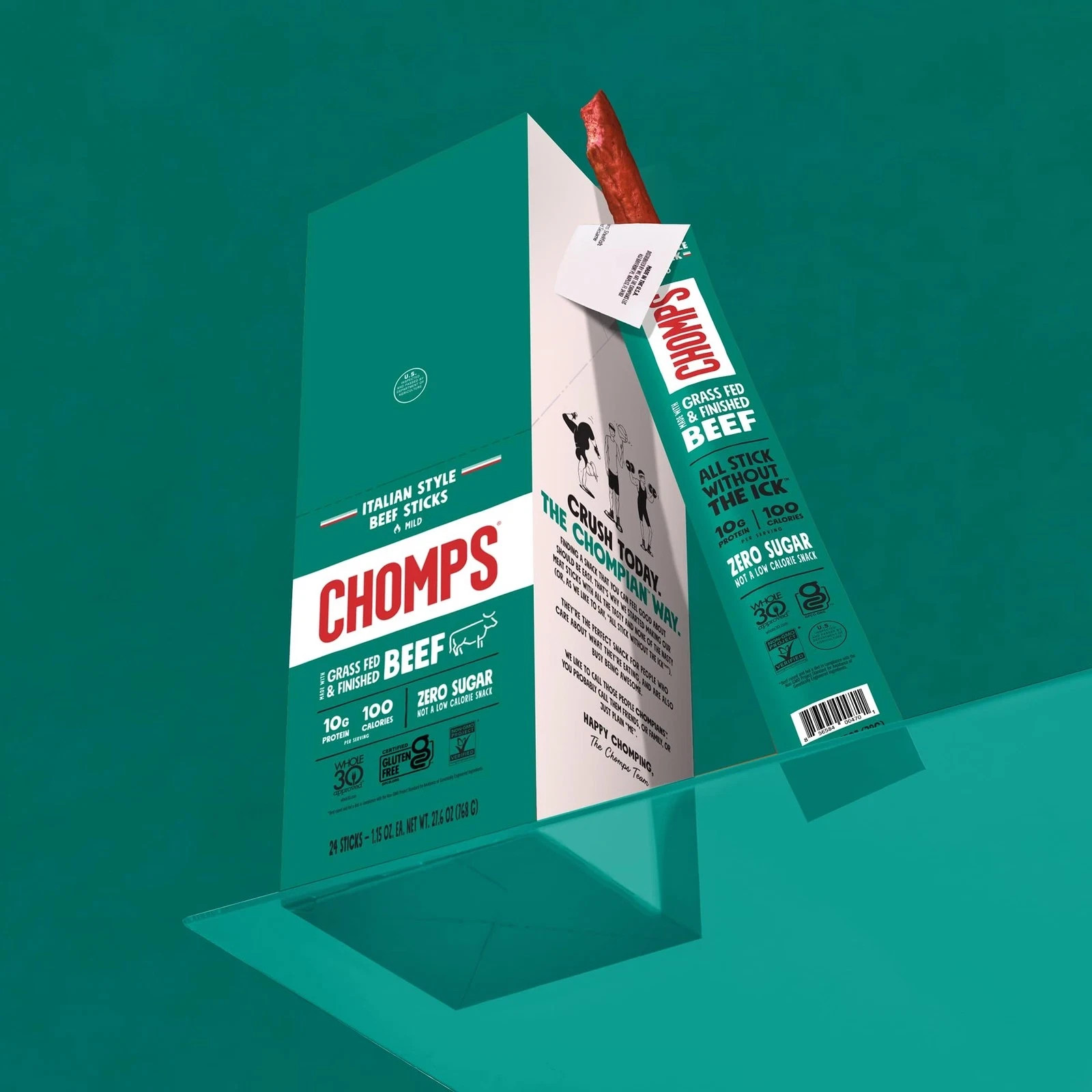 CHOMPS Grass Fed Italian Style Beef Jerky Snack Sticks, Keto, Whole30, Paleo,…